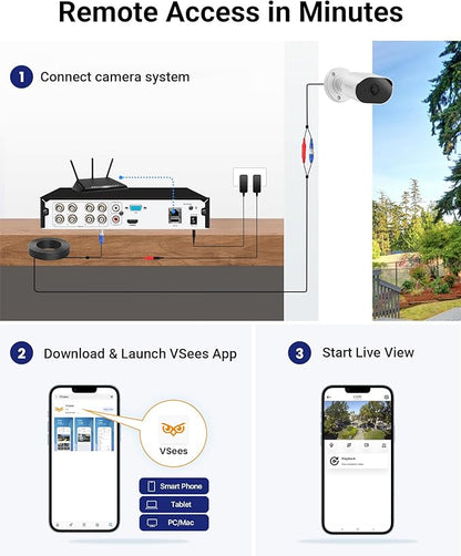 Anlapus 5MP Wired Security Camera System, Human Vehicle Detection, Night Vision, Audio Recording, 4pcs 5MP Outdoor Indoor Camera, 8CH CCTV DVR with 500GB Hard Drive for 24/7 Home Surveillance