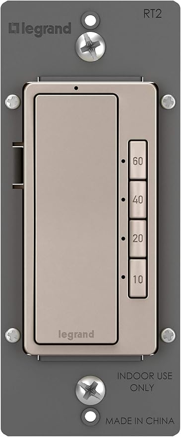 Legrand Radiant Digital Countdown Timer Switch for Lights, Auto-Off Timer Light Switch with Locator & Time Indicator, 60/40/20/10 Minute Settings, RT2NICCV4, Nickel, 1 Count