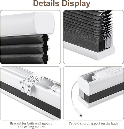 Godark Motorized Blackout Cellular Shades Compatible with Alexa/Google Home Electric Blinds Smart Honeycomb Shades for Windows Automatic Blinds with Remote Custom Size-Black