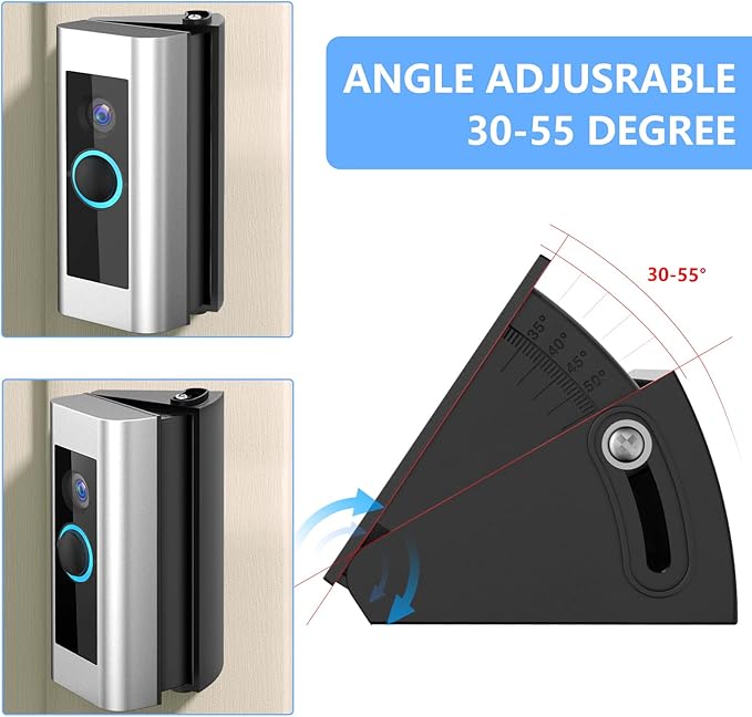 RIOVO Adjustable 30 to 55 Degree Doorbell Angle Mount Compatible with Video Doorbell Wired/Pro and Blink Video Doorbell, Replacement Angle Adjustment Adapter Mounting Bracket Wedge Kit