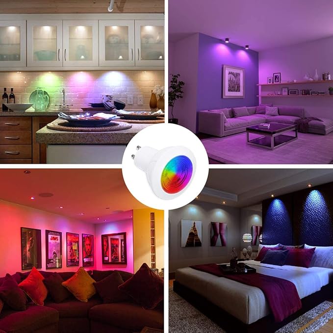 ILC GU10 LED Light Bulb 40 Watt Equivalent Color Changing 12 Colors 5W Dimmable Warm White 2700K RGB LED Light Bulbs with Remote Control (Pack of 8)
