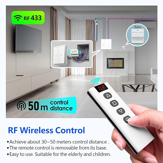 DieseRC 5pcs Wireless Smart Roller Shutter Controller with 1pcs RF Remote Control, Compatible with Google Home/Alexa APP Control and Manual Switch, Electric Motor WiFi Switch