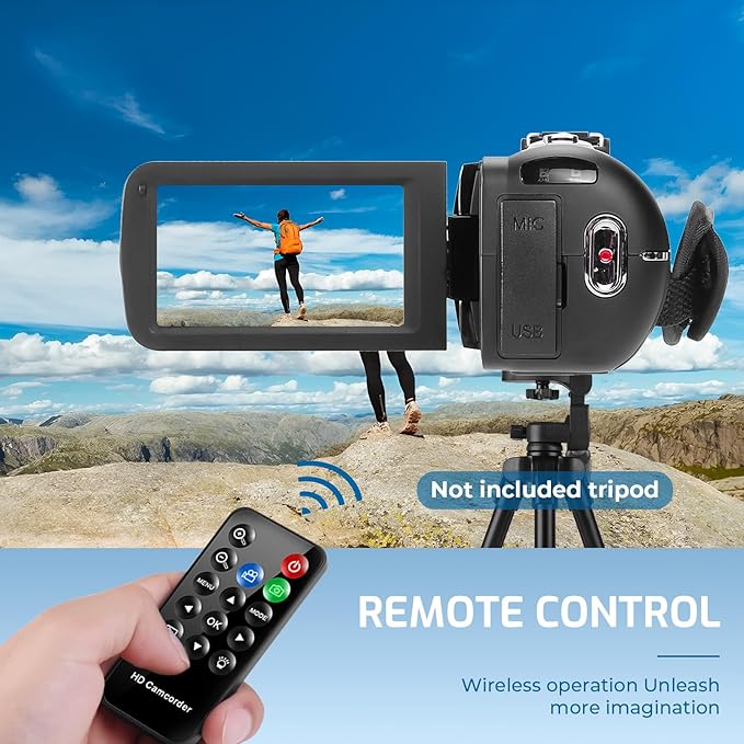Camcorder Video Camera 4K 80MP Ultra HD Vlogging Camera for YouTube 18X Digital Zoom IR Night Vision 3.0" IPS Screen Video Recorder With Handheld Stabilizer, Microphone, 32G SD Card and Remote Control