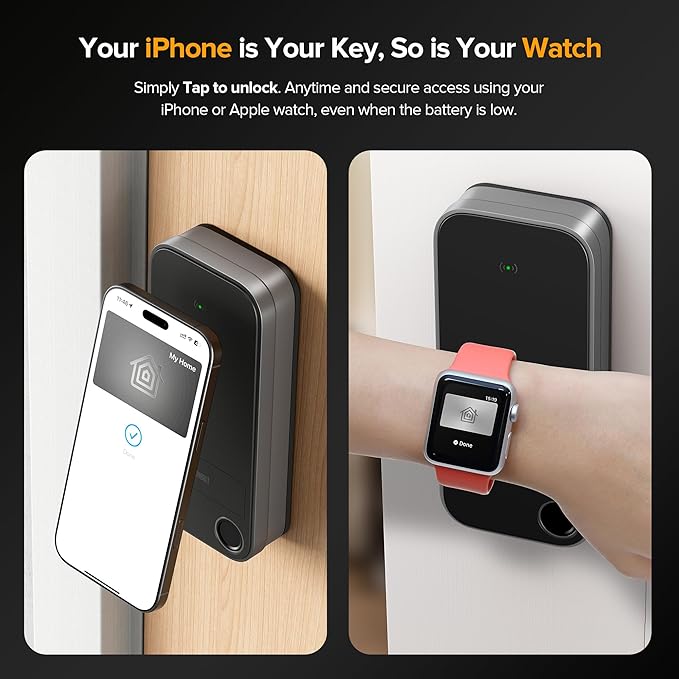 ThorBolt X1 Apple Home Key Tap to Unlock, Smart Keyless Entry Door Lock with Fingerprint, Touch Keypad Deadbolt Lock Works with HomeKit Over Thread (Border Router), IP65 Weatherproof, Gray