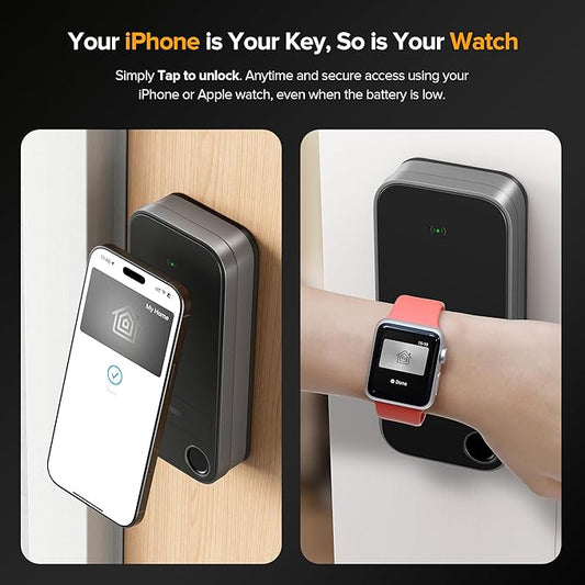 ThorBolt X1 Apple Home Key Tap to Unlock, Smart Keyless Entry Door Lock with Fingerprint, Touch Keypad Deadbolt Lock Works with HomeKit Over Thread (Border Router), IP65 Weatherproof, Gray
