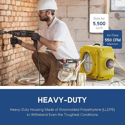 ALORAIR CleanShield HEPA 550 Industrial Commercial HEPA Air Scrubber for Damage Restoration, cETL Listed, GFCI Outlet, 10 Years Guarantee, Yellow(Pack of 4)