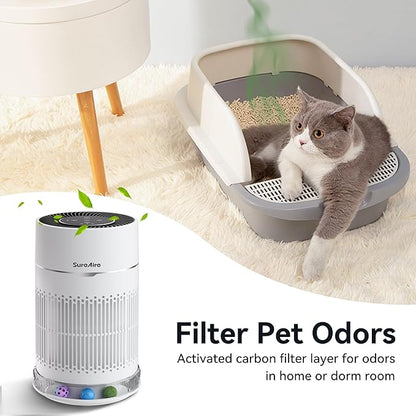 Cat Air Purifier with Interactive Ball, HEPA Filter for Pet Hair Odor, 360° Air Outlet for Small Room, Bedroom, Dorm, Desktop