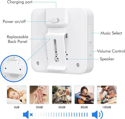 SINGCALL Wireless Caregiver Pager Panic Alarm System Personal Alarm for Elderly/Kids/Pregnant/Patients/Care Home/Hospital 32 Chimes&0-100dB Volume 1 Rechargeable Portable Receiver+ 1 Panic Call Button