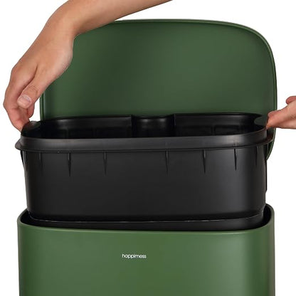 happimess Curtis 8 Gal Step Trash Can Soft Close 25", Pine Green