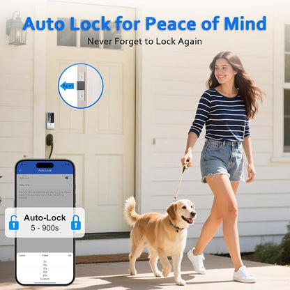 Smart Door Lock Deadbolt, Keyless Entry Door Lock with Fingerprint & Keypad,App Control,Auto Lock,Electronic Digital Lock for Front Door Home Apartment Rental,Easy Installation,Satin Nickel Silver