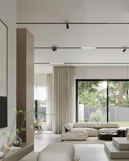 SCON 1.65FT/ 19.7in Track Rails, Recessed Magnetic Track Lighting Kit, 50cm Aluminum Rail System, Easy Installation for Flush-Mount LED Lamp Heads, for Use at the End of Magnetic Track Lighting System