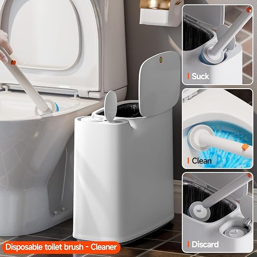 CTIME 3 in 1 Bathroom Trash can with toilert Brush,12 Refills