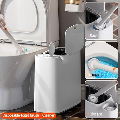 CTIME 3 in 1 Bathroom Trash can with toilert Brush,12 Refills
