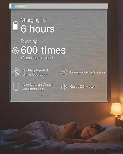 Tokblind Motorized Roller Shade with Remote Control, Blackout Electric Shade for Windows Compatible with Alexa Google via Hub, Rechargeable Smart Window Blind for Home Office (Texture White)