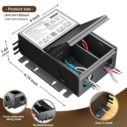 UL Listed 60W 12V Dimmable LED Driver 5-in-1, Universal Power Supply for TRIAC/Phase, 0-10V, 1-10V, PWM, Potentiometer Dimmers, for LED Strip Lights, Panel, Landscape Lighting, Class 2