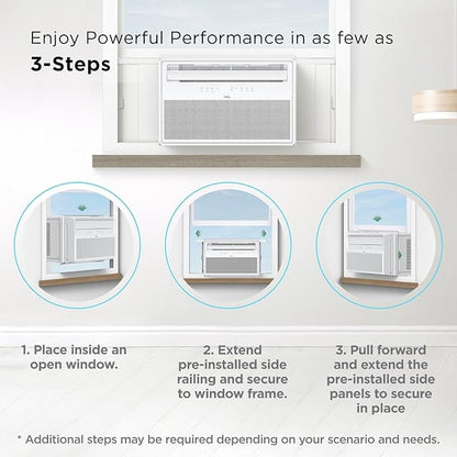 TCL 10000 BTU Q-Series Smart Inverter Window AC, Energy Efficient Air Conditioner with Fan, Dehumidifier, Remote Control & WiFi, Works with Smart Home Devices & TCL Home App, Cools up to 450 Sq. Ft.