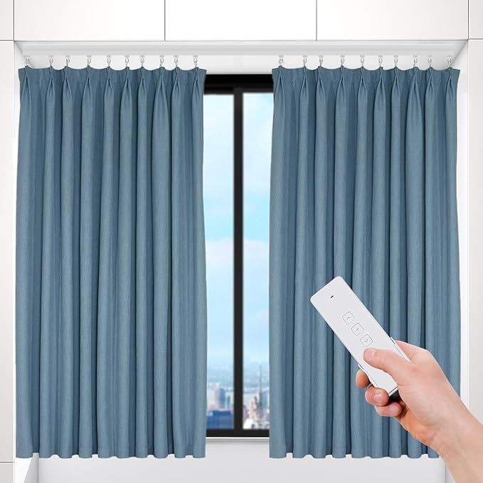 Electric Curtain Track with Remote Control, Motorized Curtain Track System, App & Voice Control, Compatible with Alexa and Google Home for Ceiling and Wall Mounta