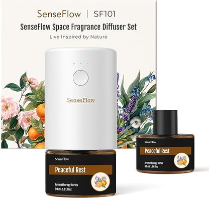 Essential Oil Diffuser for Home, Smart Waterless Aromatherapy Diffuser SF101S Pro, Plug in Room Scent with Timer & 120-Day Natural Aroma – Free 30ml Peaceful Rest(Sand Beige)