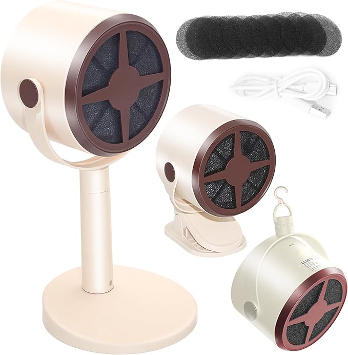 Mini Rechargeable Desktop Air Purifier with 10 Carbon Filters, Quiet Air Cleaner Fan for Smoking Indoors, Compact Desktop Air Purifier and Smoke Remover for Home, Office, Kitchen, Desk, and Travel