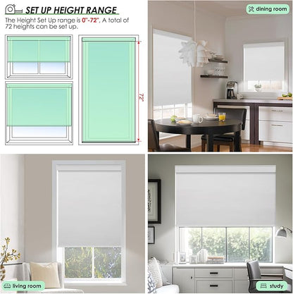 Smart Motorized Blinds with Remote Control, Blackout Roller Shades, Custom Smart Blinds with Valance, Cordless Electric Window Blinds & Automatic Shades(White,33" Wx72 H)