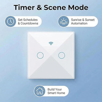 Smart Touch Light Switch 3 Gang, T34 Tri-Mode WiFi BT 433MHz, Tuya App Control, Compatible with Alexa & Google Assistant, No Hub, 10A, Triple Gang Wall Switch for Home (White)