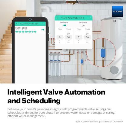 NSF Certified YoLink FlowSmart All-in-One Smart Water Meter & Auto Shutoff for 1" Pipes, LoRa Long-Range, Real-Time Leak Detection, 10-Year Battery, 80+ Device Ecosystem, Hub Included – YS5018