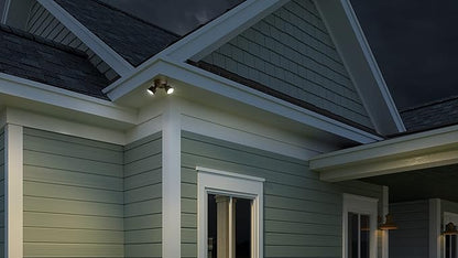 Lithonia Lighting HomeGuard 2-Light LED Outdoor Flood Lights, Wall or Ceiling Mount Outdoor Lights, 4000K Cool White, Round Heads, Dark Bronze (HGX LED 2RH 40K 120 DDB M2)