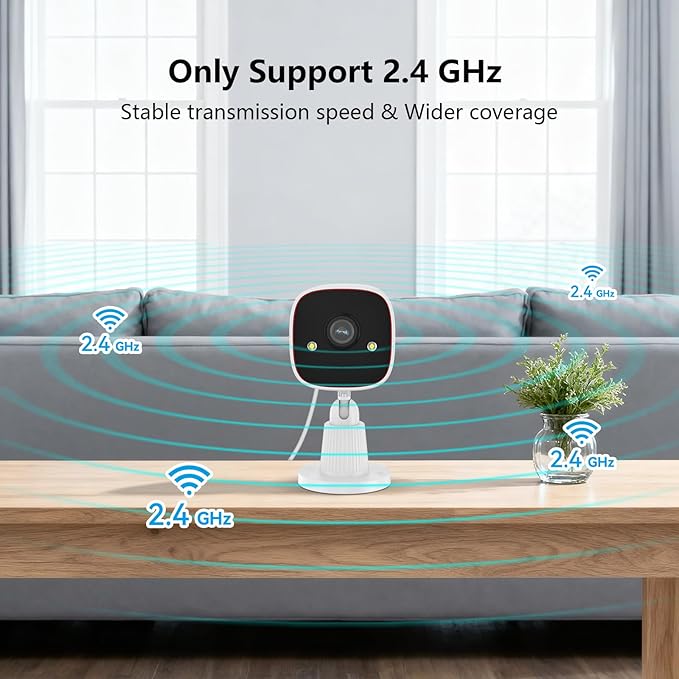 1080P Indoor Security Camera, 2.4GHz WiFi Home Camera for Baby, Pet & Elderly Monitoring, Night Vision, 2-Way Audio, Human Motion Detection, 24/7 Recording