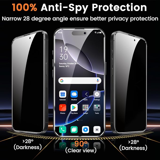 Lesakit 4+4 Pack Privacy Screen Protector for iPhone 16 Pro 6.3-Inch with 4 Pack Camera Lens Protector, Anti Spy Tempered Glass Film 9H Hardness Case Friendly