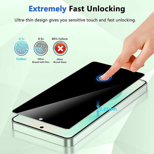 Fotbor for Samsung Galaxy S25 Plus 28° Privacy Screen Protector with [3s Installation Frame], Case Friendly 9H+ Tempered Glass 2Pack