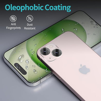 PEHAEL 2+2 Pack for iPhone 15 Plus Privacy Screen Protector with Camera Lens Protector Full Coverage Anti-Spy Tempered Glass Film 9H Hardness Easy Installation Bubble Free [6.7 inch]