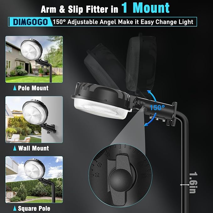150W LED Barn Light, 20000LM Dusk to Dawn Outdoor Yard Light with Photocell, IP66 Waterproof, 1200W MH Equivalent, Aluminum Housing Security Flood Lighting for Outside Area Lights Use, 2 Pack