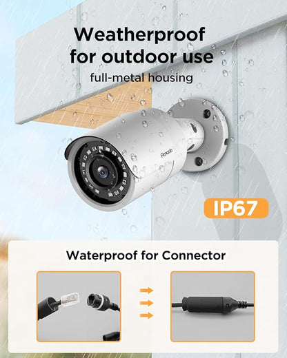 32 Channel Security Camera System, 4K 32CH PoE NVR 8TB HDD, 20x 5MP Wired Surveillance IP PoE Cameras Outdoor with AI Human Detection, Built-in Microphone, 100ft IR Night Vision, PB37F2032-5M