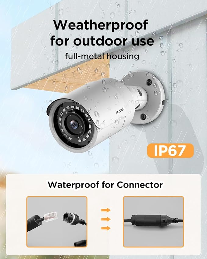 16 Channel Security Camera System, 4K 16CH NVR 4TB HDD, 12PCs 5MP Wired Surveillance Cameras, Outdoor, Human Detection, Built-in Mic, 100ft IR Night Vision