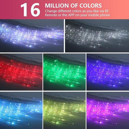 16W Car Home Starlight Headliner Kit, Twinkle & Sound Activate RGBW Fiber Optic Lights with APP & Remote Control, Star Lights for Ceiling Decoration, 500 pcs 9.8ft