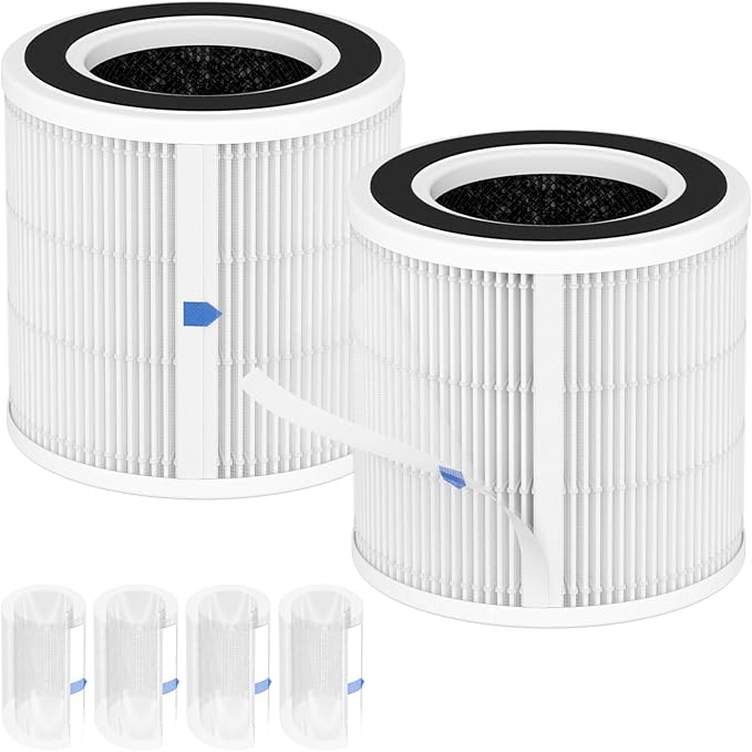2 Pack H7129 H7128 Replacement Filter Compatible with GoveeLife H7129 H7128 Smart Air Purifiers, 3-in-1 H13 True HEPA Filters for Govee Air Purif-ier, 4 Extra Pre-Filters