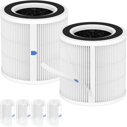 2 Pack H7129 H7128 Replacement Filter Compatible with GoveeLife H7129 H7128 Smart Air Purifiers, 3-in-1 H13 True HEPA Filters for Govee Air Purif-ier, 4 Extra Pre-Filters