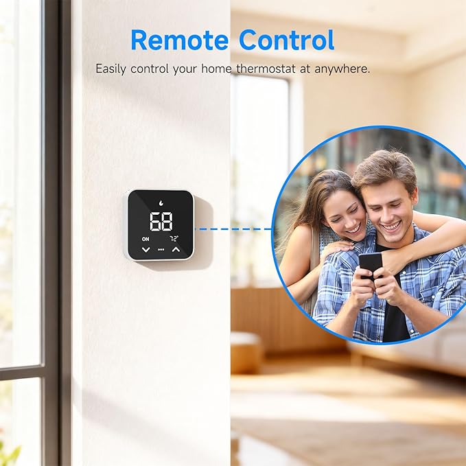 Smart Thermostats for Home, WiFi Thermostats Compatible with Alexa and Google Assistant,7day x 8period Programmable Control Tuya/Smart Life, Energy Saving, C-Wire Require (Black)