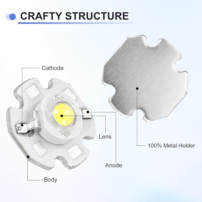 High Power LED Chip Bulb 5 Pcs- Cool White 6000K 600-700mA LED Light with Heatsink Aluminum Base Bulb Lamp Super Bright Intensity COB Light for Home Studio Show DIY Project