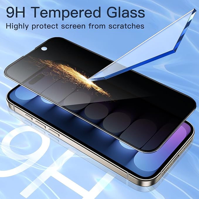 JETech Privacy Full Coverage Screen Protector for iPhone 15 Pro 6.1-Inch, Black Edge Anti-Spy Tempered Glass Film with Easy Installation Tool, Case-Friendly, 2-Pack
