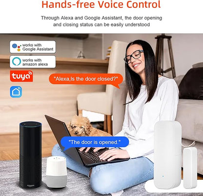 WiFi Door Sensor, Smart Window Door Sensor, Alexa Door Window Contact Sensor for Home Security, Door Open Detector with Alert Notification Compatible with Amazon Alexa, Assistant (1 Pack)