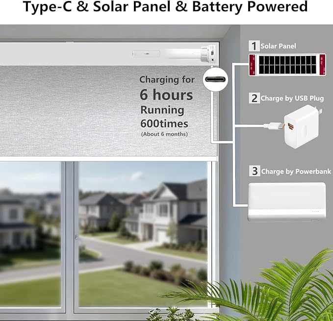 Motorized Blackout Roller Shades with Remote – Smart Blinds for Bedroom, Alexa Google Home Siri, Matter Compatible, Custom Electric Window Shades, Cordless Rechargeable