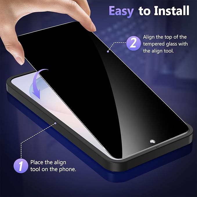 Asstar 2 Pack for Samsung Galaxy S26+/S26 Plus Privacy Screen Protector, 25° Anti Spy 9H Tempered Glass for S26+/S26 Plus, Fingerprint Unlock Support, Full Coverage, Case Friendly, Easy Install, Anti-Scratch