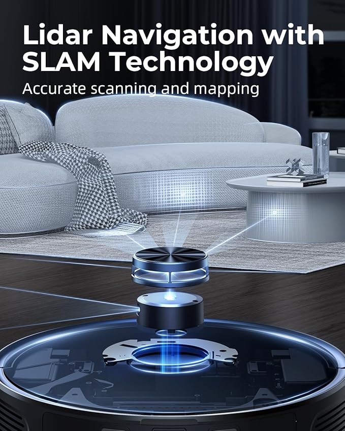 Laresar Clean Robot Vacuum and Mop Combo, 3500Pa Robotic Vacuum with 3.5L Self Emptying Station, 250 mins Runtime, LIDAR Navigation, WiFi/APP/Alexa Control, Ideal for Pet Hair, Carpet and Hard Floor