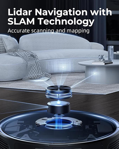 Laresar Clean Robot Vacuum and Mop Combo, 3500Pa Robotic Vacuum with 3.5L Self Emptying Station, 250 mins Runtime, LIDAR Navigation, WiFi/APP/Alexa Control, Ideal for Pet Hair, Carpet and Hard Floor