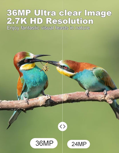 KJK Mini Trail Camera, 36MP 2.7K Game Camera with Night Vision 0.1s Trigger Time Motion Activated 130°Wide-Angle, Waterproof Trail Cam with 2.0” HD TFT Screen, Hunting Camera for Wildlife Monitoring