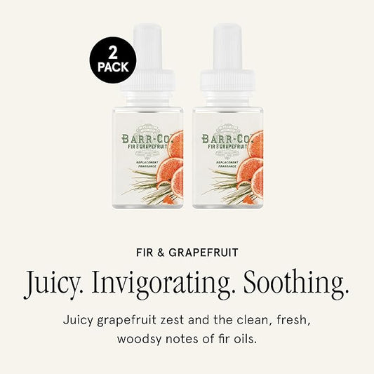 Pura & Barr-Co. Home Scent Refill - Smart Home Air Diffuser Fragrance - Up to 120-Hours of Premium Fragrance per Refill - Household Essential - Clean & Safe Diffuser - 2 Pack, Fir & Grapefruit