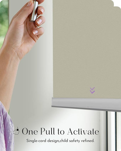 Graywind Smart Roller Shades 100% Blackout Window Blinds with APP Control Customized Automatic Shades for Home and Office(34" Wx72 H,Beige)