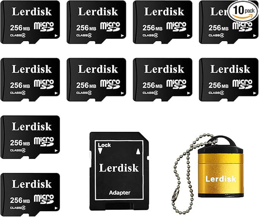 Factory Wholesale Micro SD Card 256MB (0.25GB) Pack of 10 in Bulk Low Capacity for MP3/Old Phones/Small Files Only -Not for Cameras/Dashcams/GB Devices