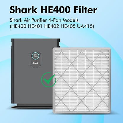 HE401 Filter Replacement Compatible with Shark Air Purifier 4-Fan Models (HE401 HE400 HE402 HE405), H13 True HEPA Filter with Activated Carbon Pre-filter, 1 Pack